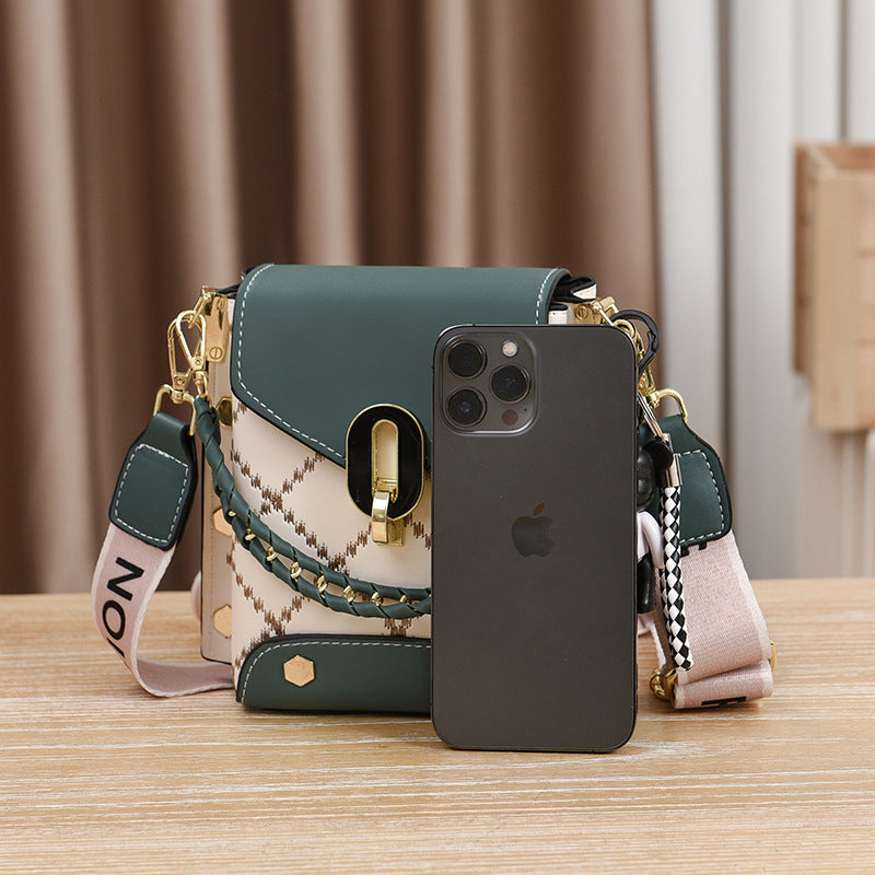 Women's PU Striped Small Square Shoulder Crossbody Bag