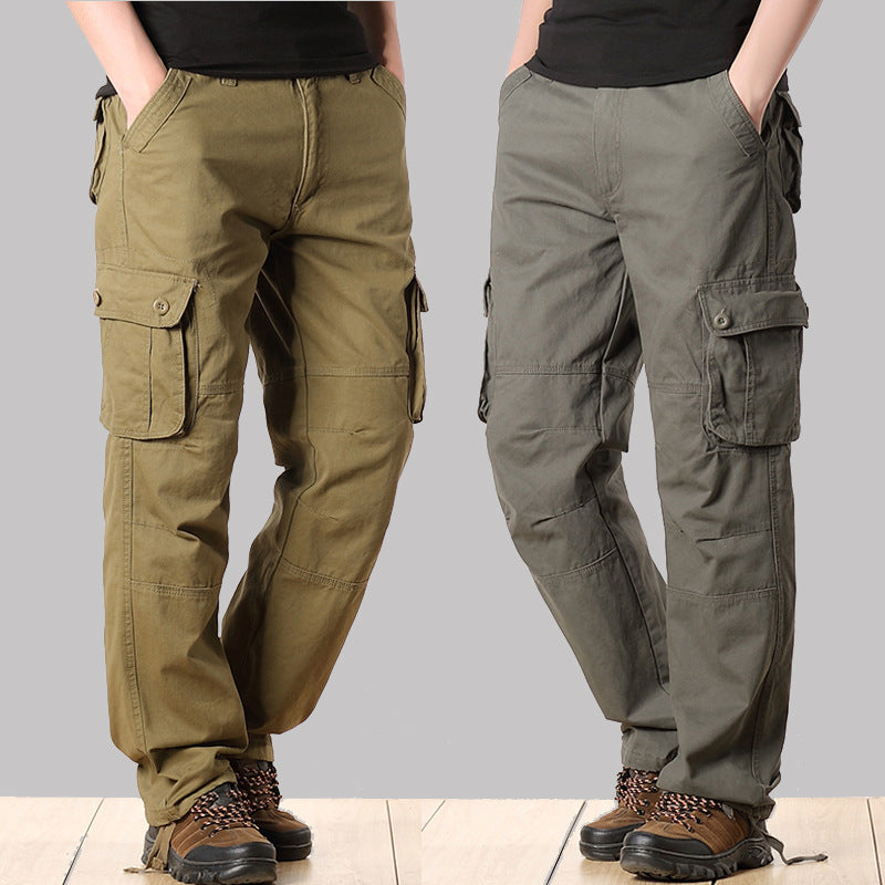 Men's Pure Cotton Multi-Pocket Cargo Pants, Wear-Resistant