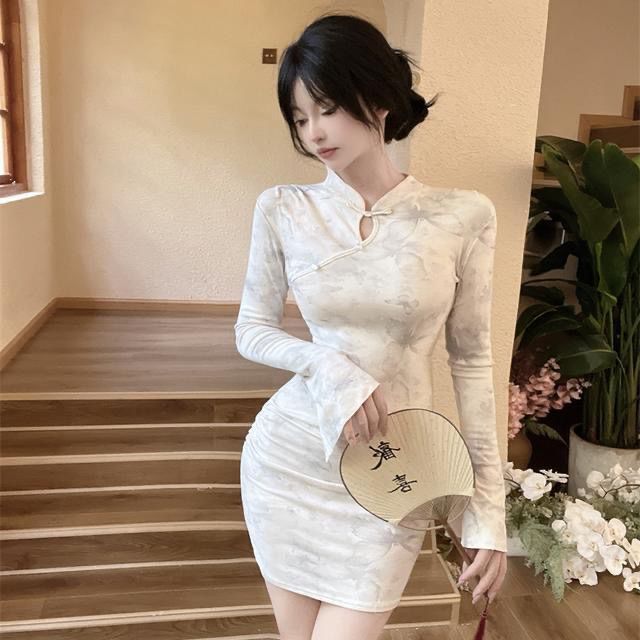 Women's Retro Cheongsam-Inspired Slim Fit Dress
