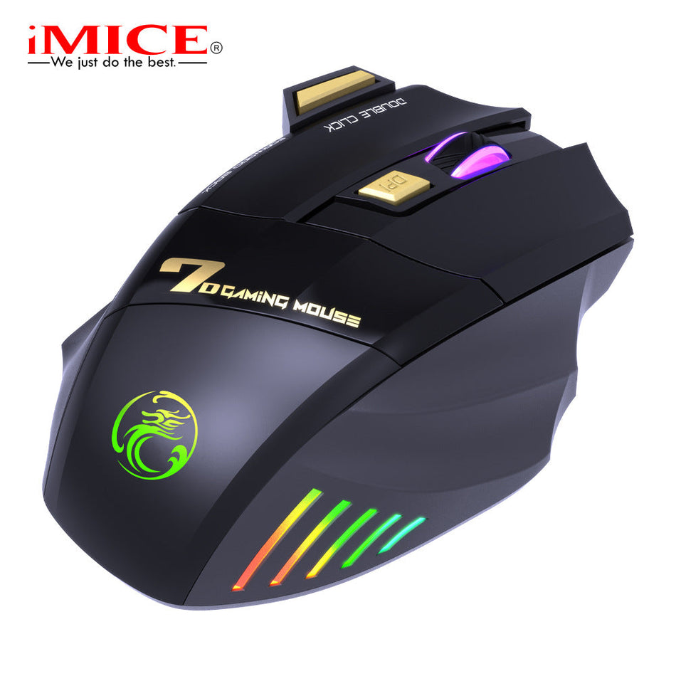 7-Button 2.4G Wireless Gaming Mouse Silent Rechargeable RGB Light
