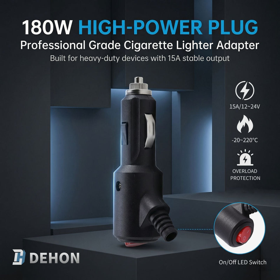 180W 15A High-Power Car Cigarette Lighter Male Plug
