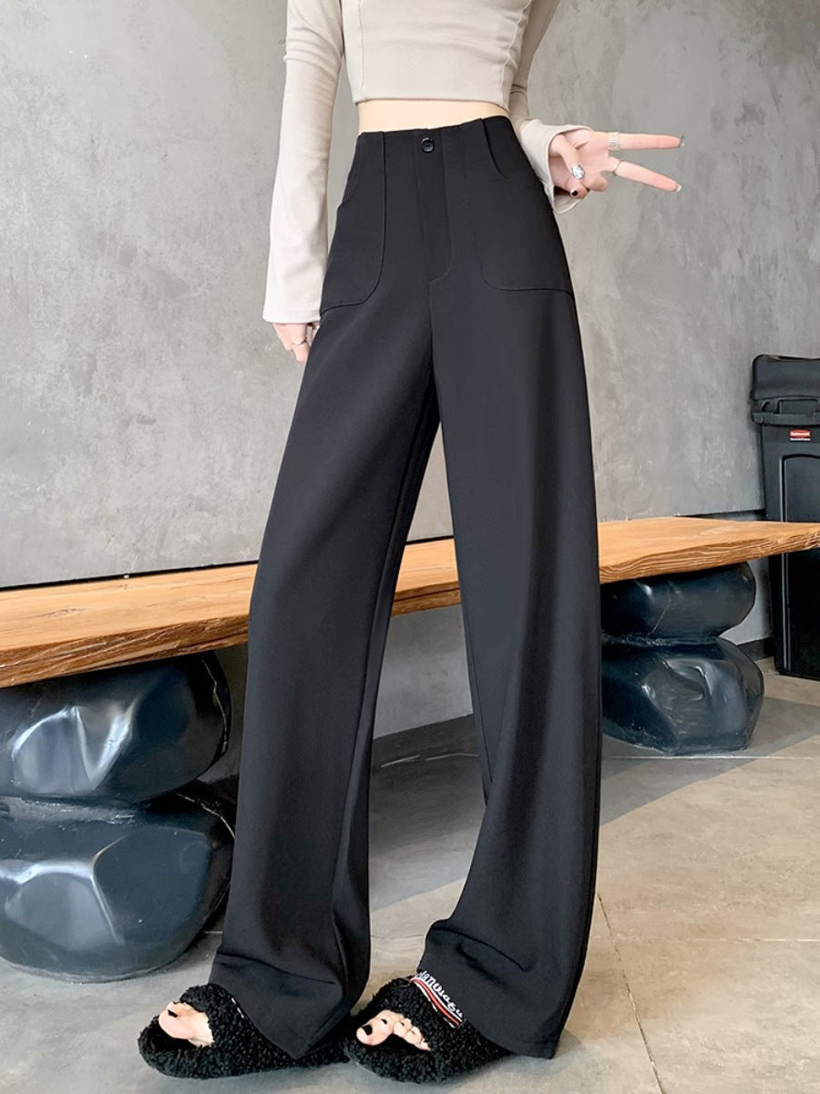 Women’s High-Waisted Wide-Leg Draped Suit Pants