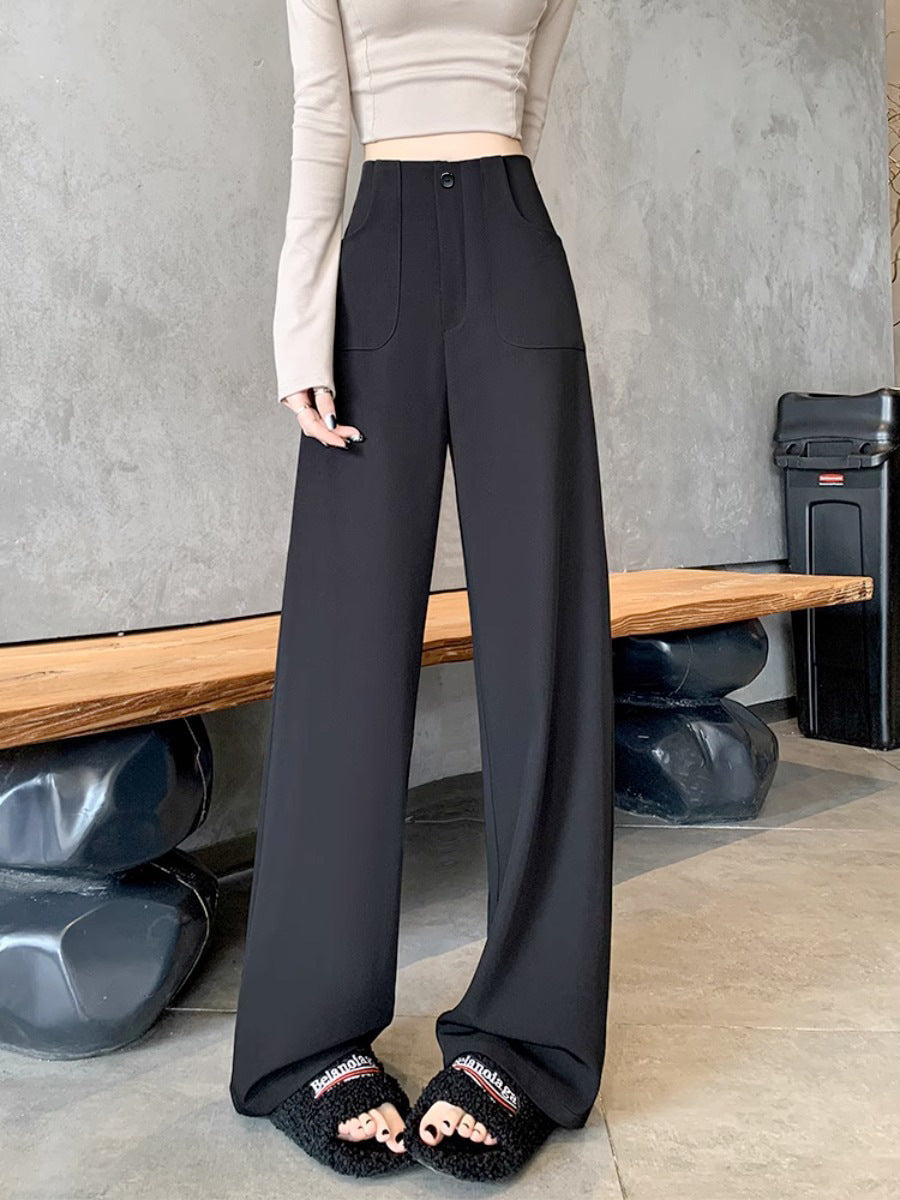 Women’s High-Waisted Wide-Leg Draped Suit Pants