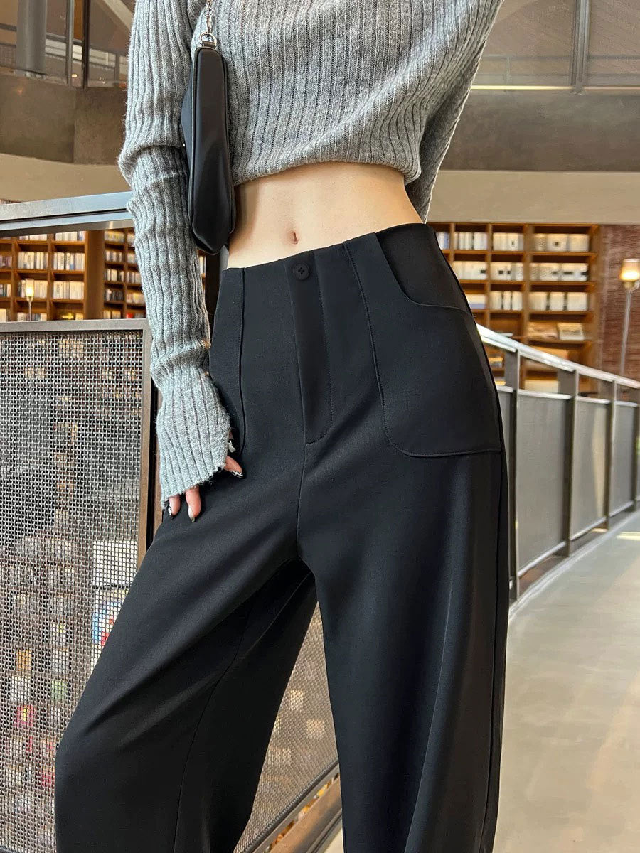 Women’s High-Waisted Loose Straight-Leg Suit Pants