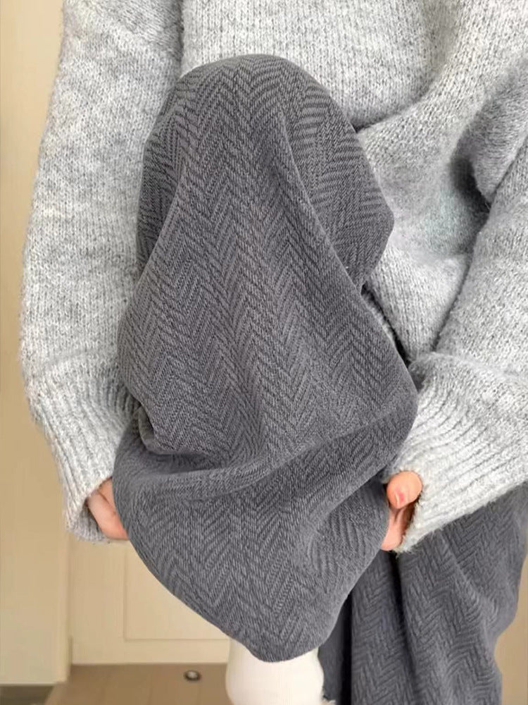 Women’s Herringbone Chenille High-Waisted Wide-Leg Pants