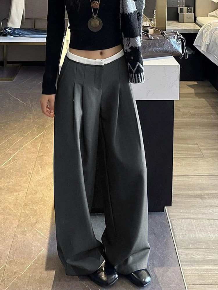 Women's Gray High-Waisted Old Money Pants