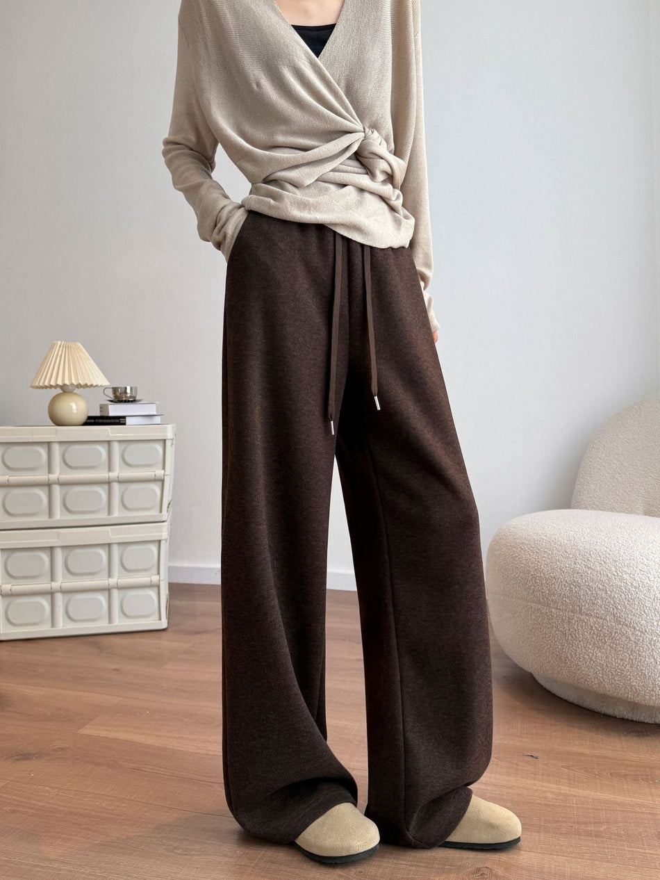 Women's Wool Blend High-Waisted Wide-Leg Pants