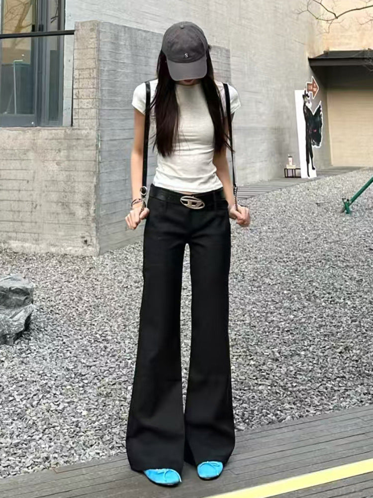 Women's Low-Waist Flared Suit Pants