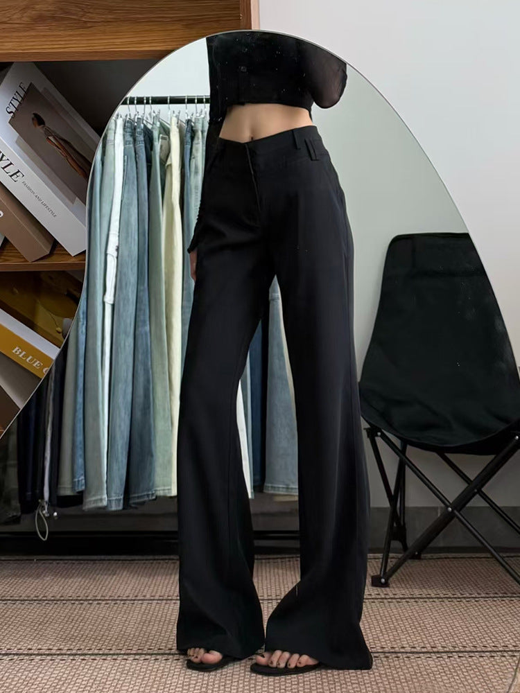 Women's Low-Waist Flared Suit Pants