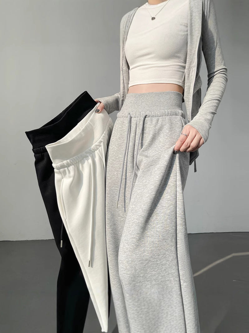 Women's Gray High-Waisted Wide-Leg Pants