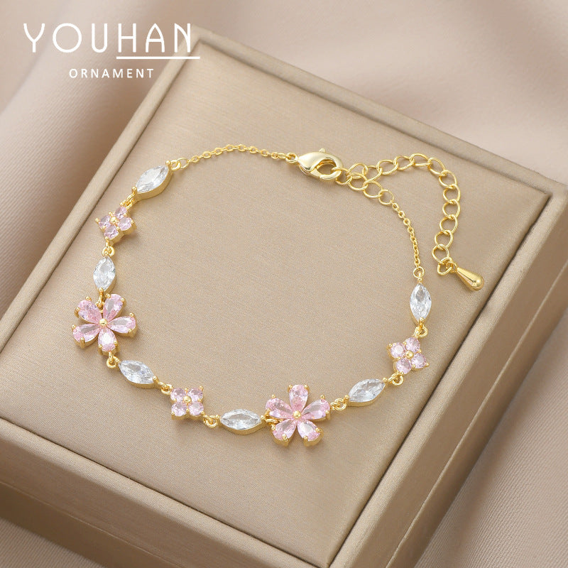 Women's Zircon Petal Bracelet