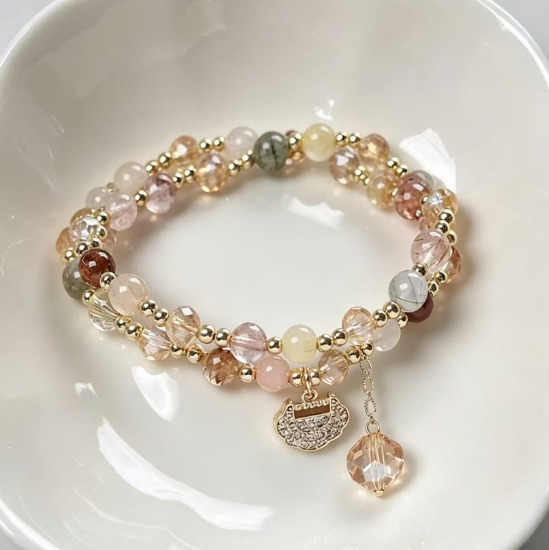 Double-Layer Red Agate Crystal Bracelet
