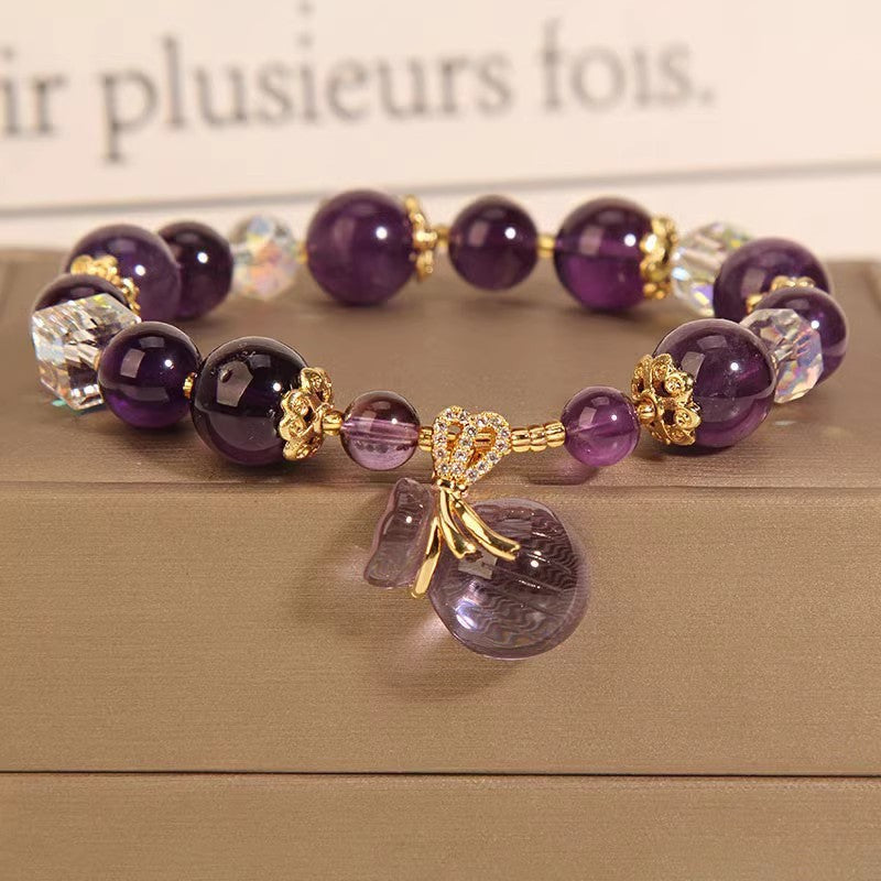 Amethyst Pearl Tassel Bracelet for Women
