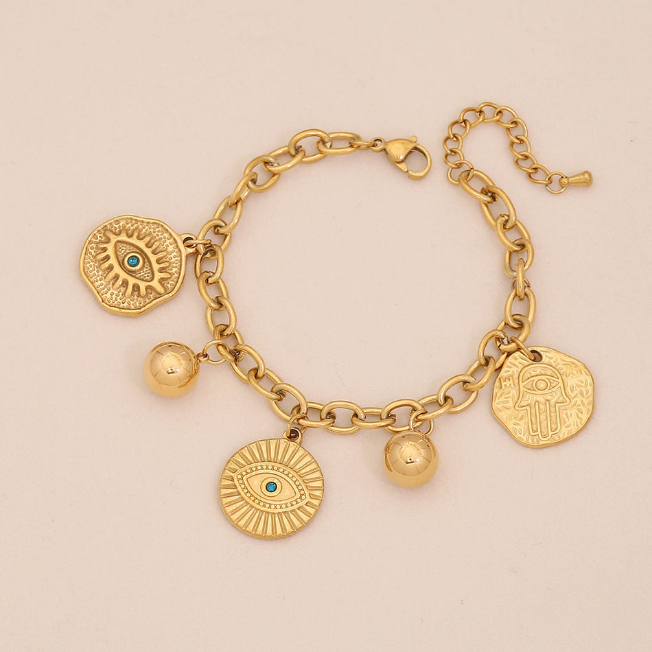 18K Gold Star and Moon Tassel Bracelet