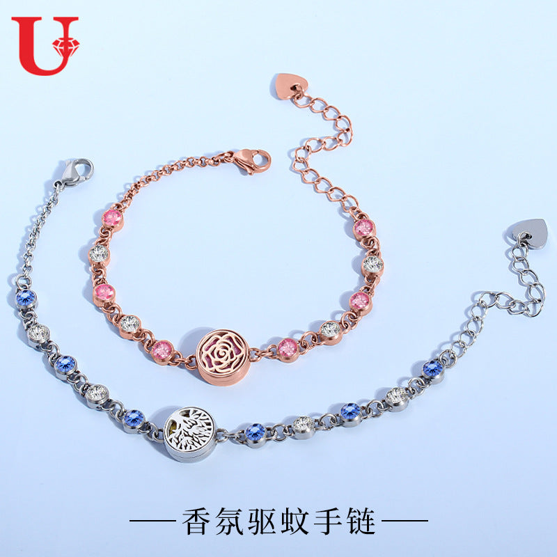Titanium Steel Floral Aromatherapy Bracelet
