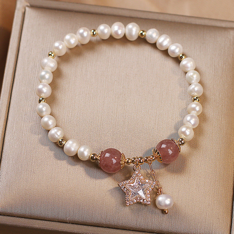 Freshwater Pearl Crystal Star Bracelet