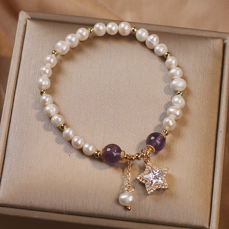 Freshwater Pearl Crystal Star Bracelet