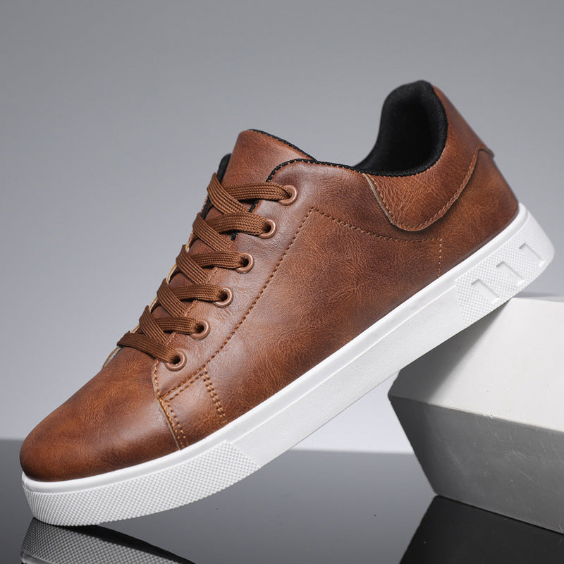 Men's Korean Style Lightweight Leather Sneakers Breathable Casual