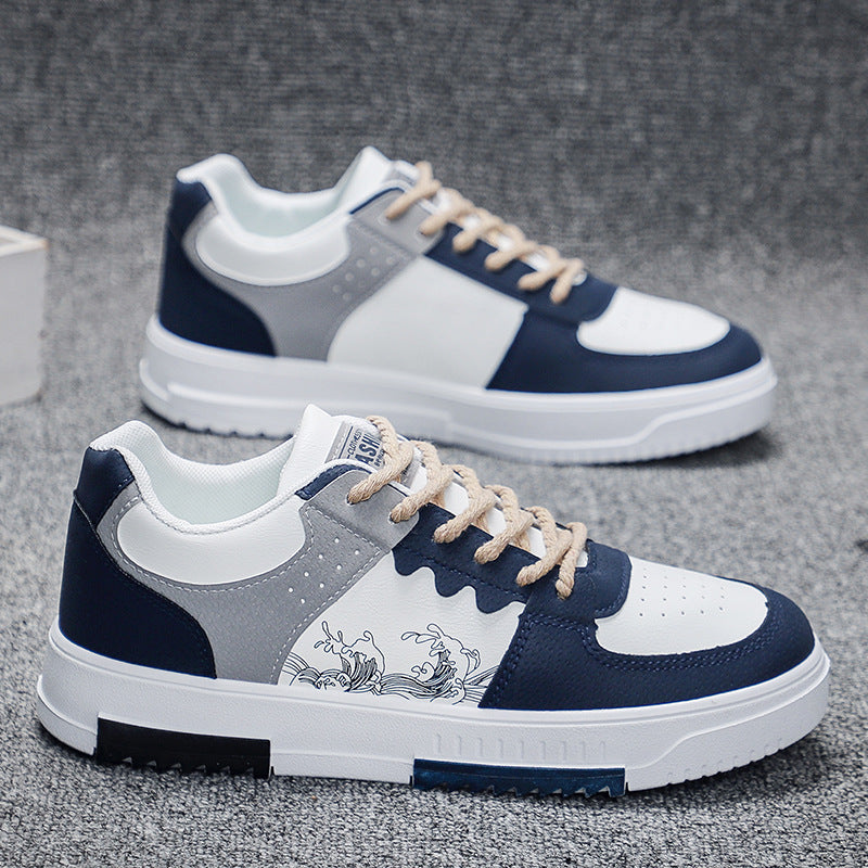 Men's White Platform Sneakers Breathable All-Match Casual Shoes