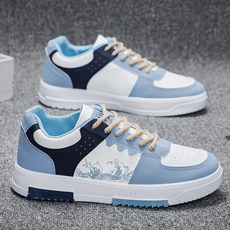 Men's White Platform Sneakers Breathable All-Match Casual Shoes