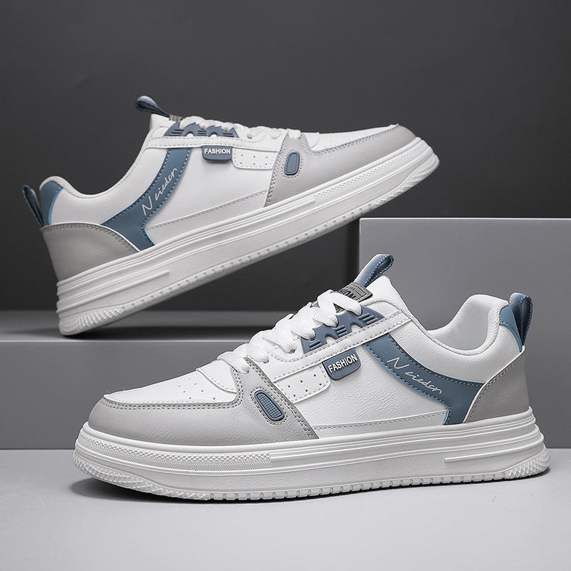 Men's Lightweight Leather Sneakers White Casual Sports Shoes