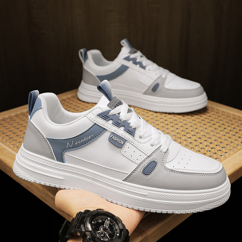 Men's Lightweight Leather Sneakers White Casual Sports Shoes