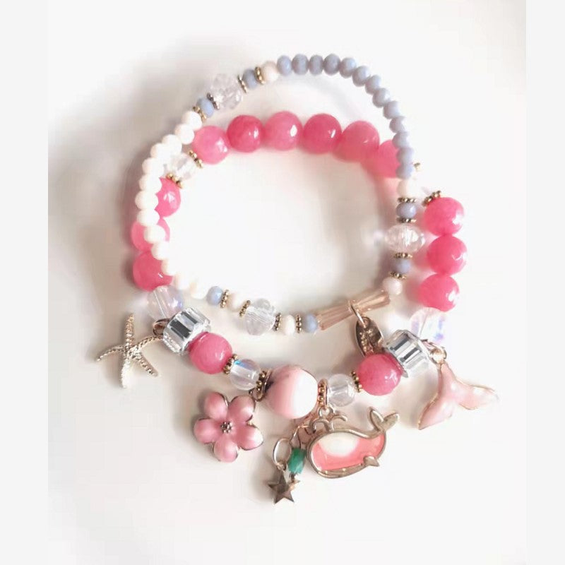 Double-Layer Crystal Whale Tail Bracelet
