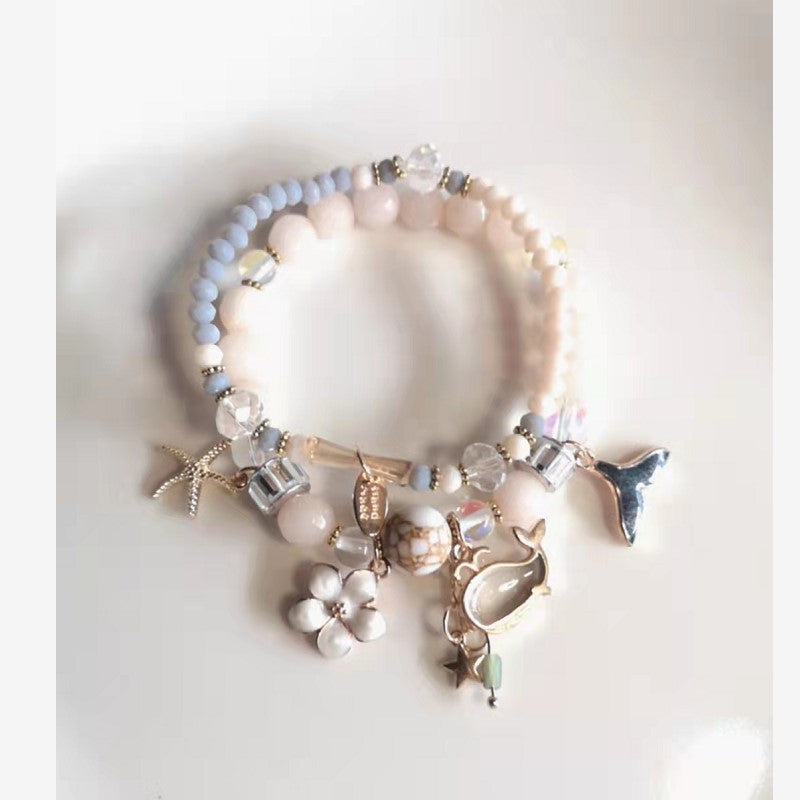 Double-Layer Crystal Whale Tail Bracelet