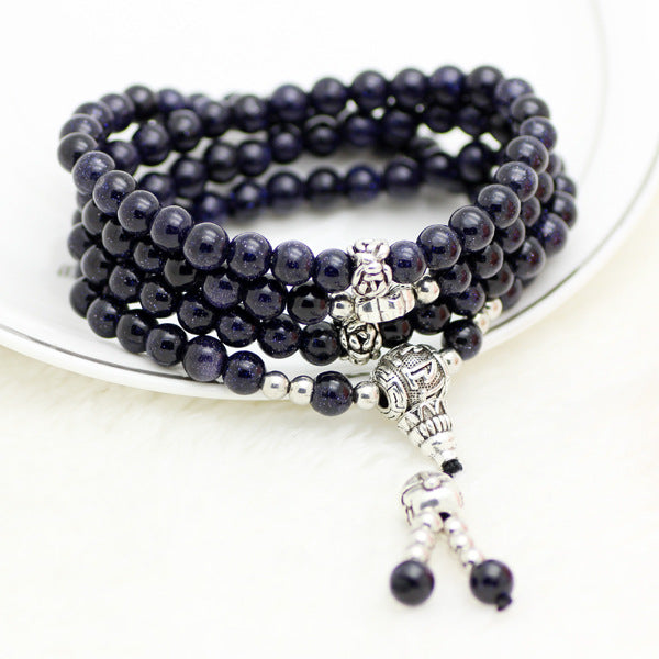 Blue Sandstone 108-Bead Multi-Layer Bracelet