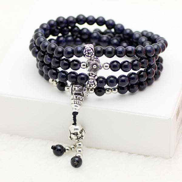 Blue Sandstone 108-Bead Multi-Layer Bracelet
