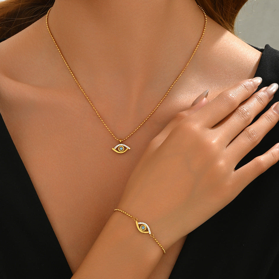 18K Gold Devil's Eye Stainless Steel Bracelet