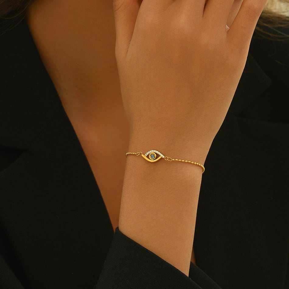 18K Gold Devil's Eye Stainless Steel Bracelet