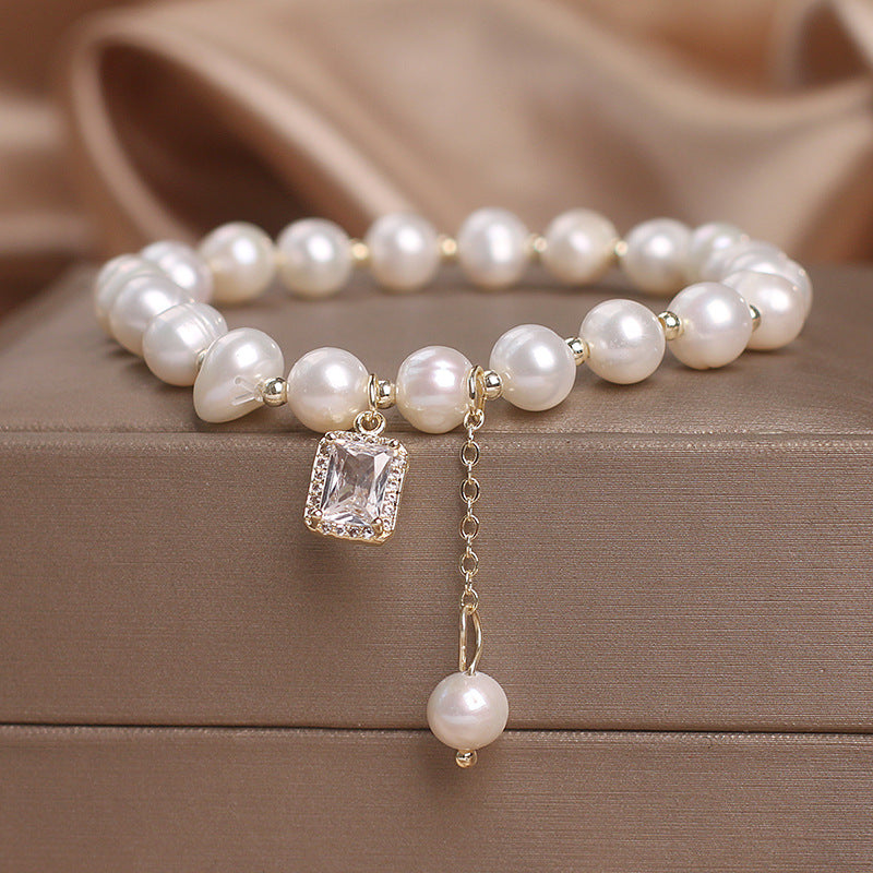 Freshwater Pearl Crystal Tassel Bracelet