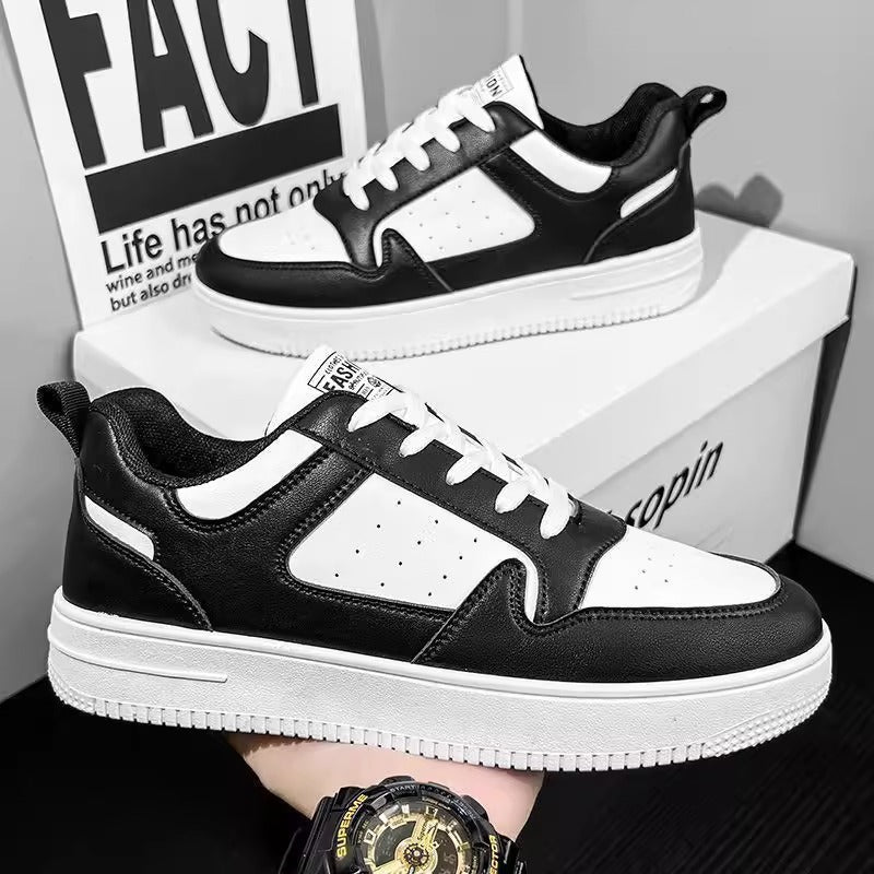 Men's Korean Style Thick Sole White Sneakers Breathable Casual