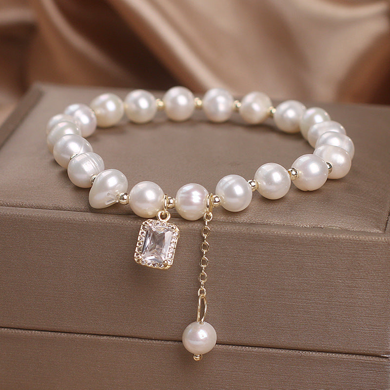 Freshwater Pearl Crystal Tassel Bracelet