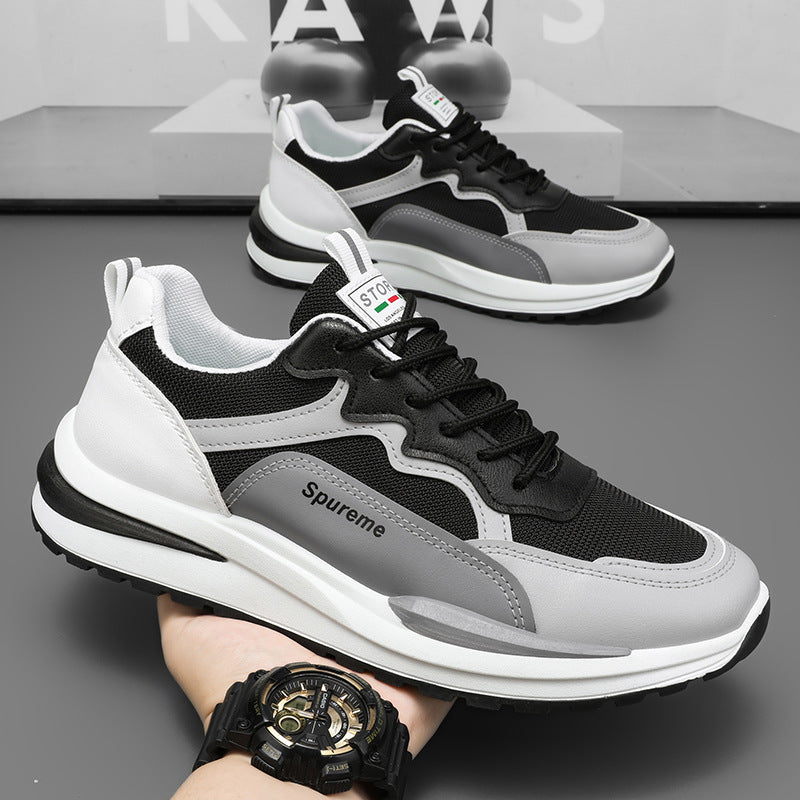 Men's Breathable Mesh Running Sneakers Height-Increasing Casual