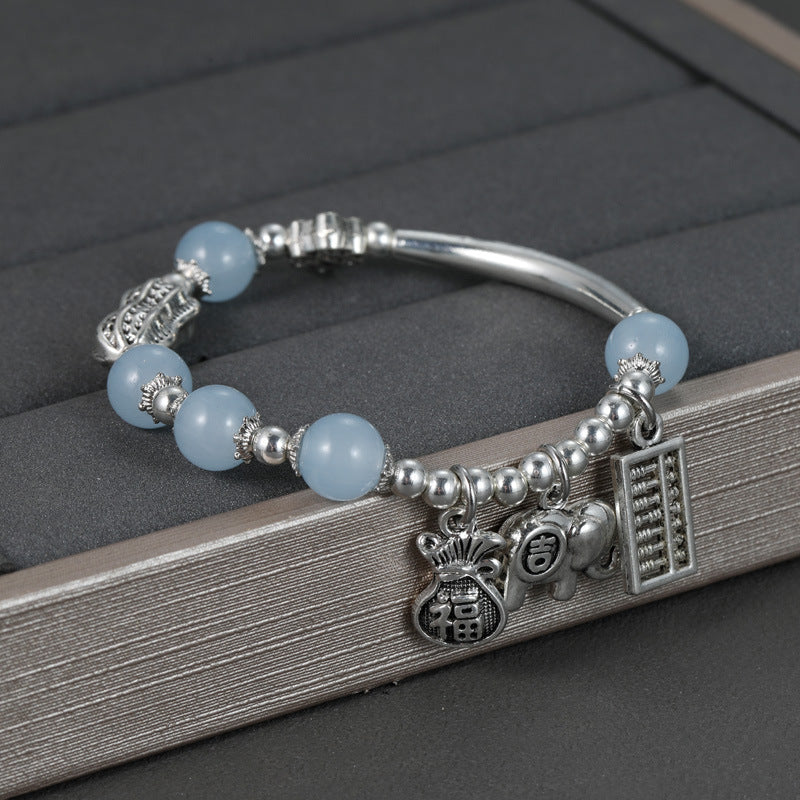 Handmade Silver Elephant Peanut Bracelet