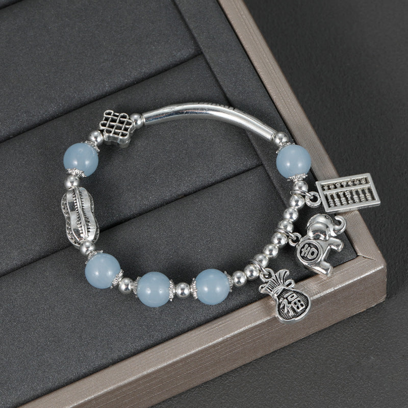 Handmade Silver Elephant Peanut Bracelet