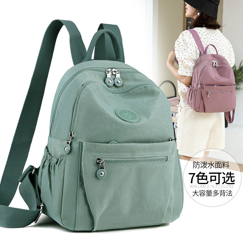 Women's Nylon Travel Backpack with Zipper Pockets