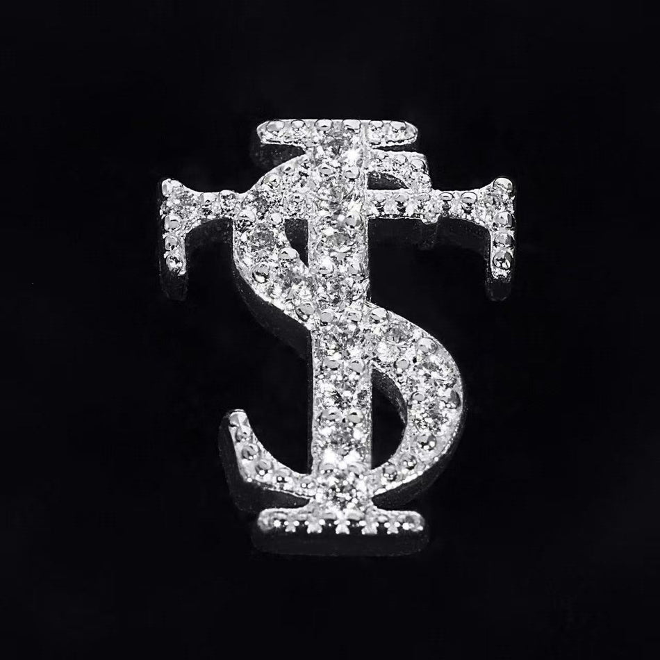 Full Diamond Letter Earrings Hip-Hop Retro Street Style