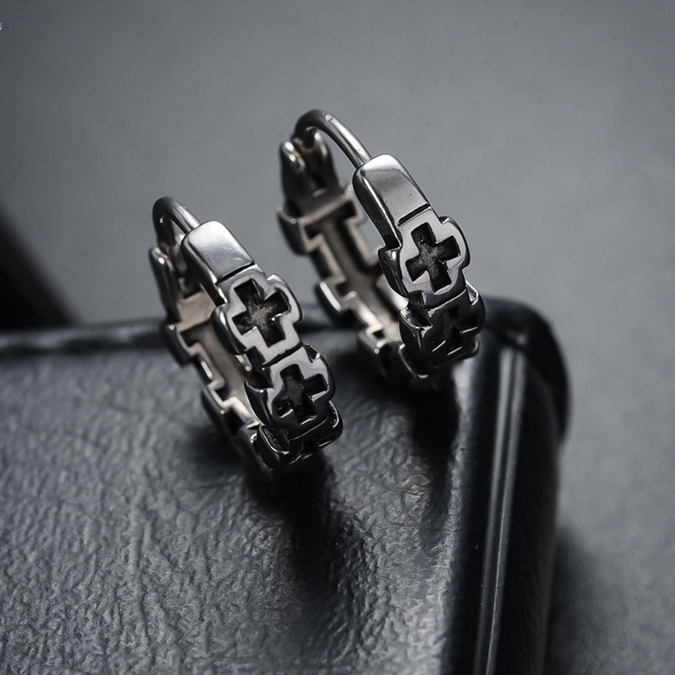 Hollow Cross Earrings Ear Cuffs Unisex Trendy Ear Bone Studs