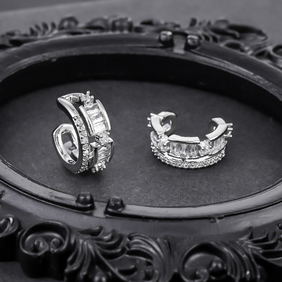 Double-Layer Zircon Ear Cuffs Unisex Light Luxury Fashion Jewelry