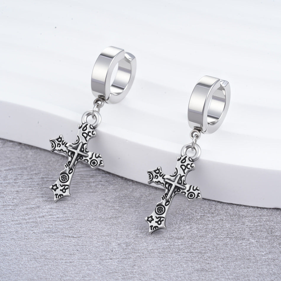Retro Graffiti Cross Ear Cuffs Unisex Personalized Fashion