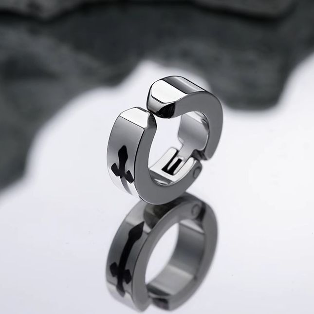 Men's Titanium Steel Cross Ear Cuff Korean Style Non-Fading