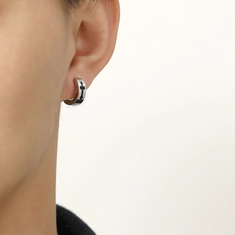 Men's Titanium Steel Cross Ear Cuff Korean Style Non-Fading