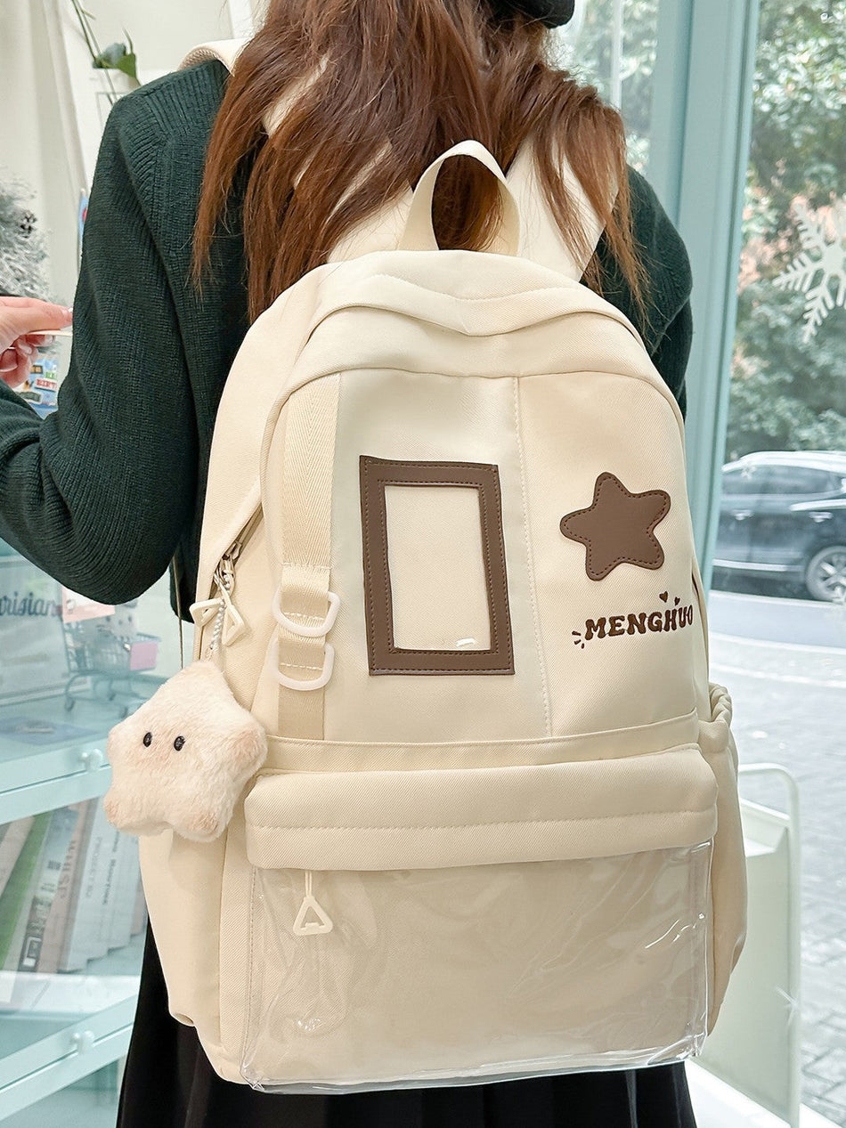 Light Blue Nylon School Backpack for Girls