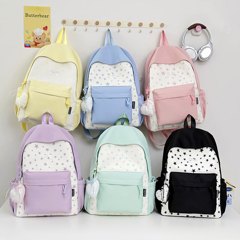 Stylish Star Print Nylon Backpack for Students