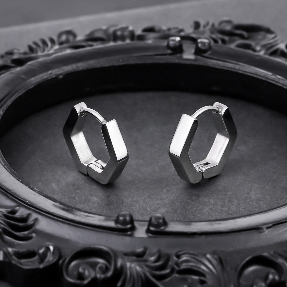 Titanium Steel Hexagonal Earrings Unisex Light Luxury Fashion