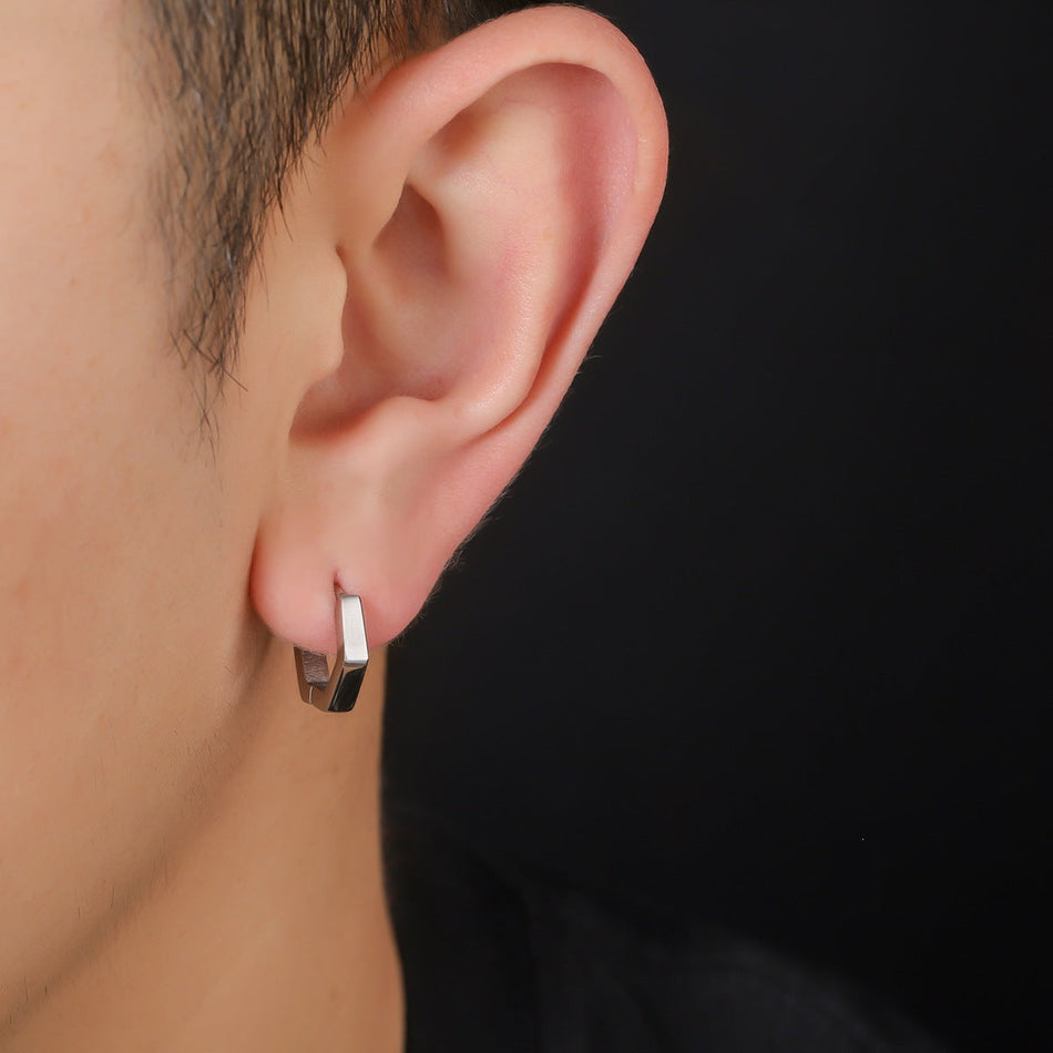 Titanium Steel Hexagonal Earrings Unisex Light Luxury Fashion