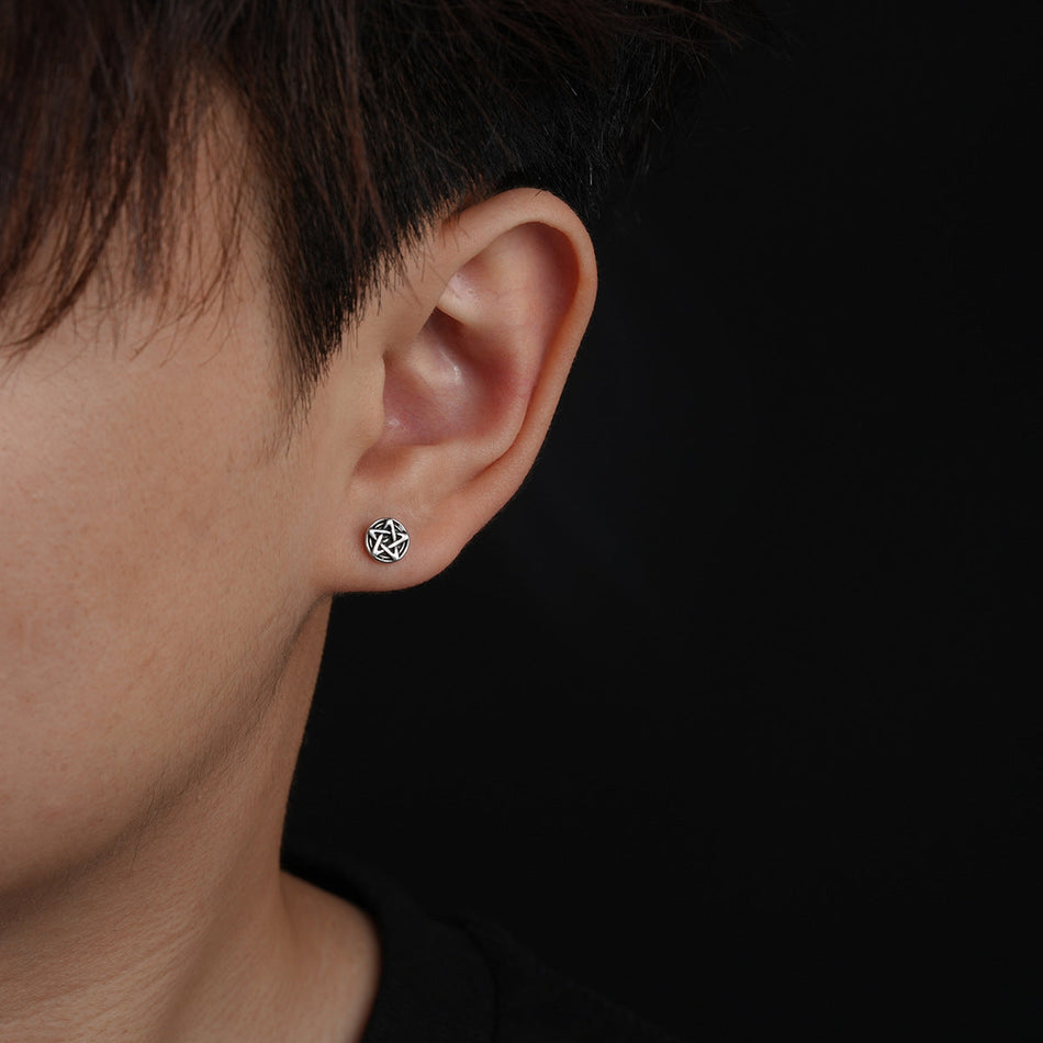 Titanium Steel Star Stud Earrings Spiral Hip-Hop Street Jewelry